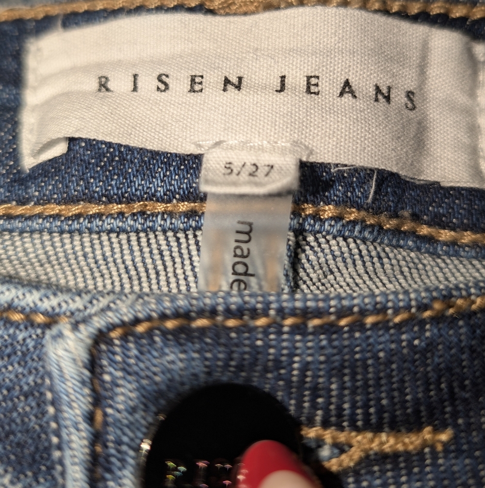 Risen Jeans RDP5537 Womens Distressed High Rise Flare Denim Size 5 27 - Picture 9 of 16